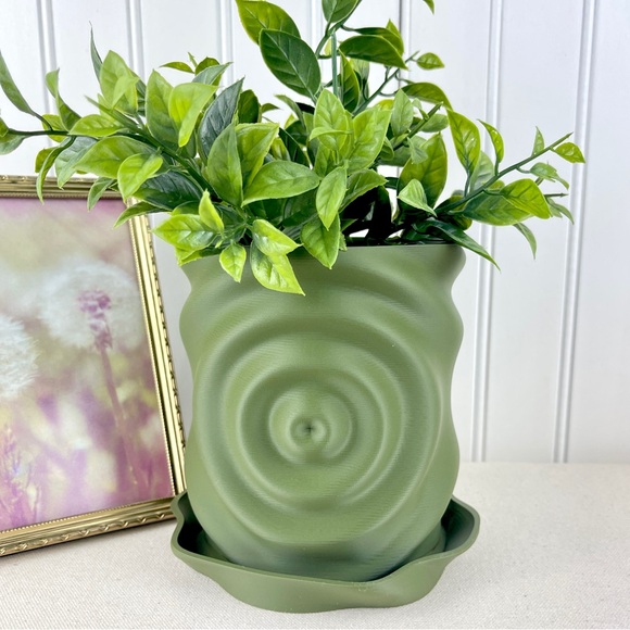 Hand Crafted Other - Modern Planter Pot, Waterdrop Planter, Modern Ripple Effect Planter